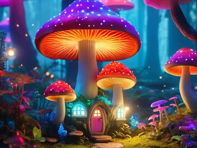 Enchanted Mushroom Forest tablet fantasy wallpaper