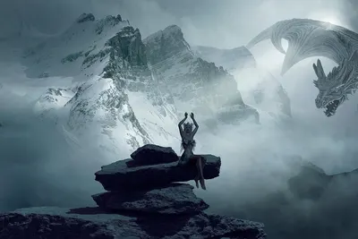 Fantasy dragon rock 4k fantasy wallpaper