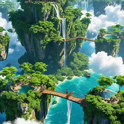 Floating Islands Sky World phone fantasy wallpaper