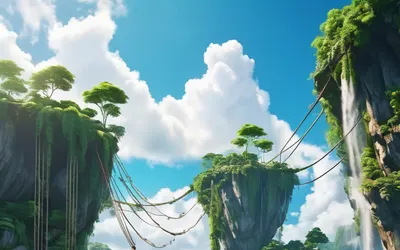 Floating Islands Sky World tablet fantasy wallpaper