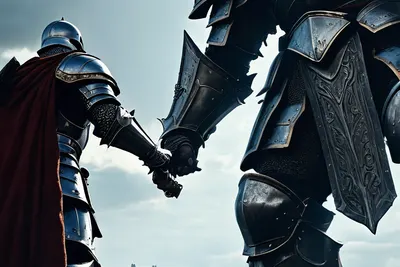 Knight Facing Giant phone fantasy wallpaper