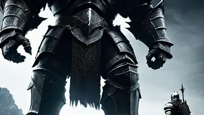 Knight Facing Giant tablet fantasy wallpaper