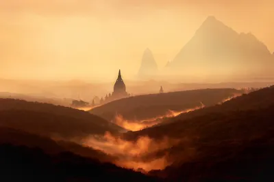 Landscape moutains sunset 4k fantasy wallpaper