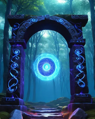 Magic Portal in Forest phone fantasy wallpaper