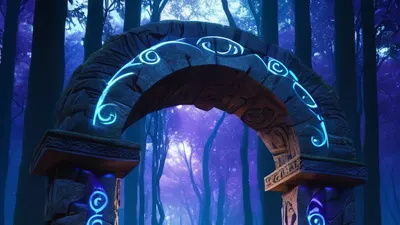Magic Portal in Forest tablet fantasy wallpaper