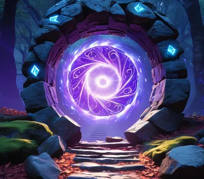 Magic Portal in Forest tablet fantasy wallpaper
