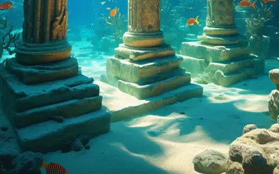 Underwater Atlantis City phone fantasy wallpaper