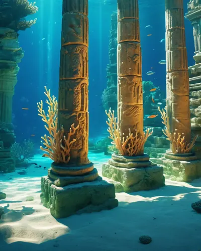 Underwater Atlantis City phone fantasy wallpaper