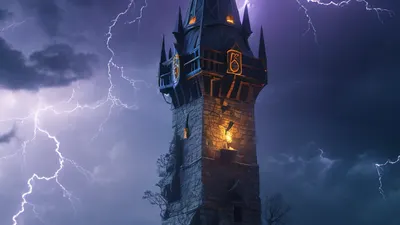Wizard Tower Storm phone fantasy wallpaper