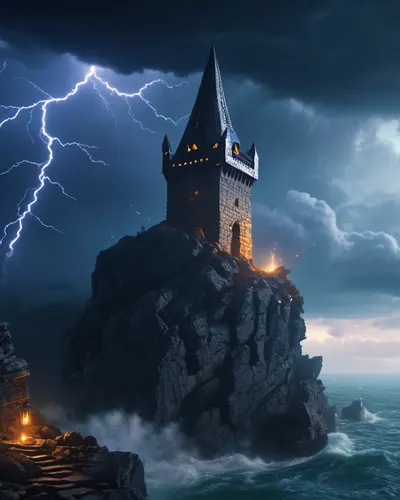 Wizard Tower Storm tablet fantasy wallpaper