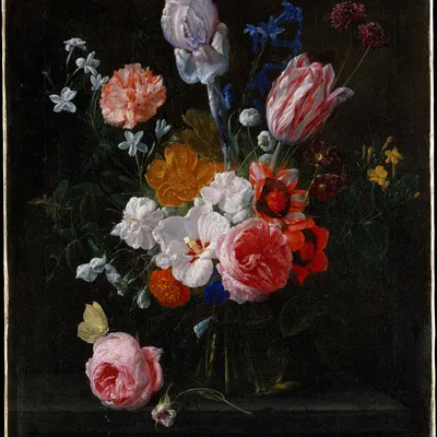 A Bouquet of Flowers in a Crystal Vase hd flowers wallpaper