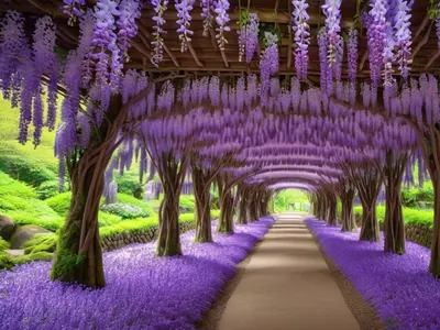 Japanese Wisteria Tunnel 4k flowers wallpaper