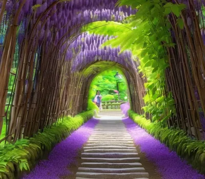 Japanese Wisteria Tunnel phone flowers wallpaper