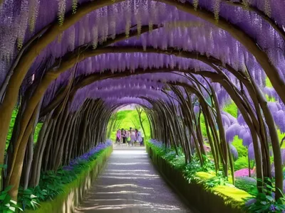 Japanese Wisteria Tunnel tablet flowers wallpaper