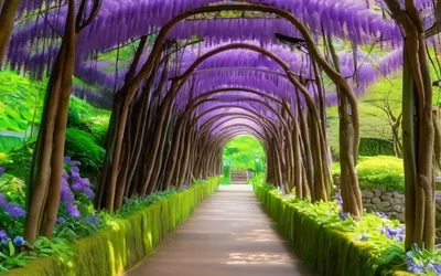 Japanese Wisteria Tunnel tablet flowers wallpaper