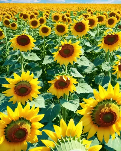Sunflower Field Blue Sky phone flowers wallpaper
