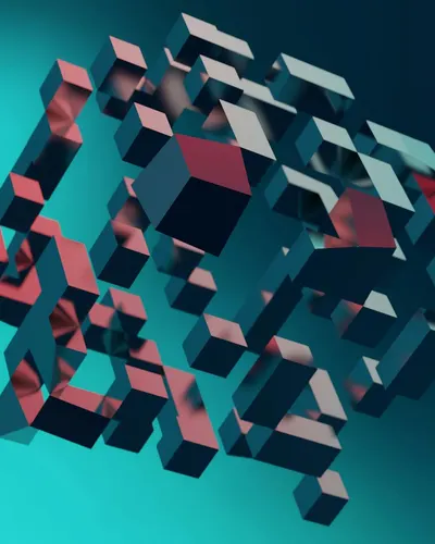 Abstract 3D cubes forming a complex geometric pattern with a futuristic style. 4k gaming wallpaper