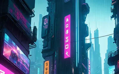 Cyberpunk Game City tablet gaming wallpaper