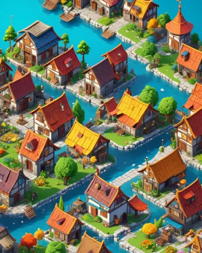 Isometric Game World phone gaming wallpaper