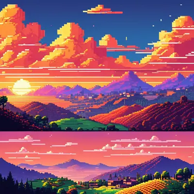Pixel Art Sunset phone gaming wallpaper