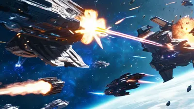Sci-Fi Space Battle tablet gaming wallpaper