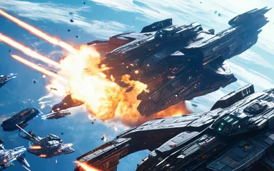 Sci-Fi Space Battle tablet gaming wallpaper