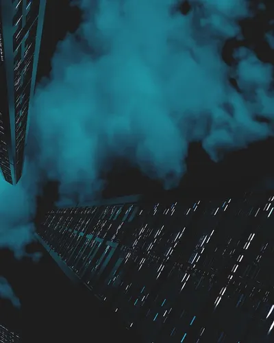 Skyscrapers sci-fi fog 4k gaming wallpaper