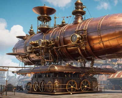 Steampunk Airship Dock hd gaming wallpaper