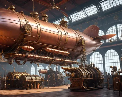Steampunk Airship Dock hd gaming wallpaper