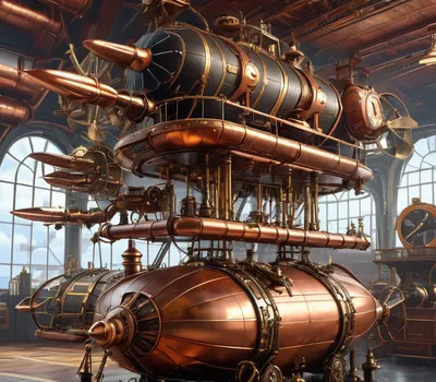 Steampunk Airship Dock tablet gaming wallpaper