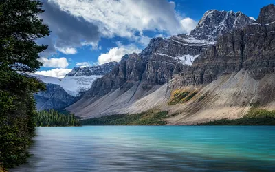 Bow lake lake mountains 4k lake wallpaper