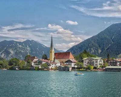 Mountains village lake 4k lake wallpaper