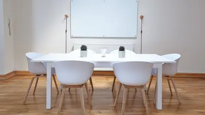 Chairs table empty 4k minimal wallpaper