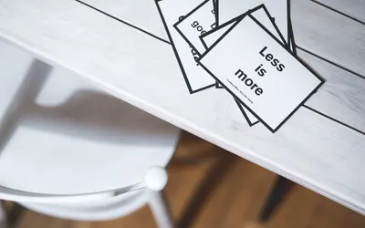 Less is more quote white 4k minimal wallpaper