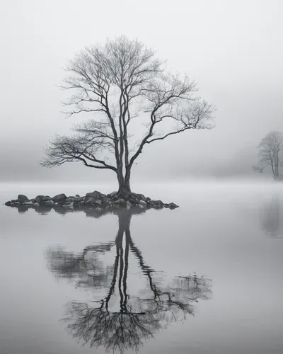 Minimal Fog Lake tablet minimal wallpaper