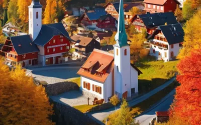 Mountain Village Autumn phone mountain wallpaper