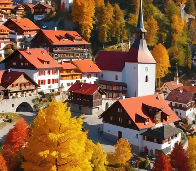 Mountain Village Autumn phone mountain wallpaper