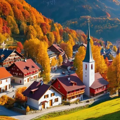 Mountain Village Autumn tablet mountain wallpaper