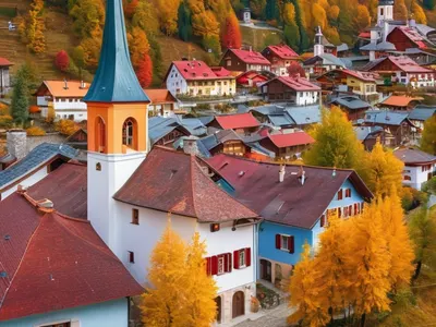 Mountain Village Autumn tablet mountain wallpaper