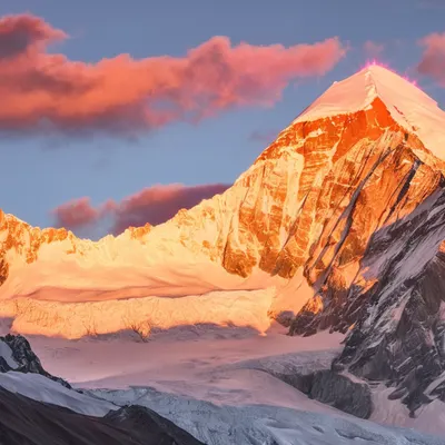 Snow Capped Peaks Sunrise 4k mountain wallpaper