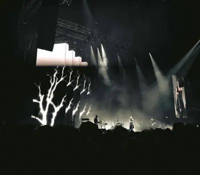 Engaging night concert with lights, smoke, and audience in Amsterdam. 4k music wallpaper