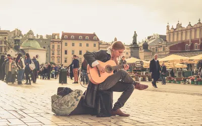 Musician guitarist streets 4k music wallpaper