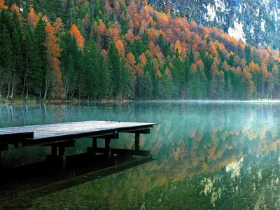 Autumn river lake view 4k nature wallpaper