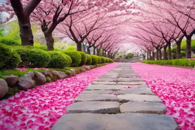 Cherry Blossom Garden 4k nature wallpaper