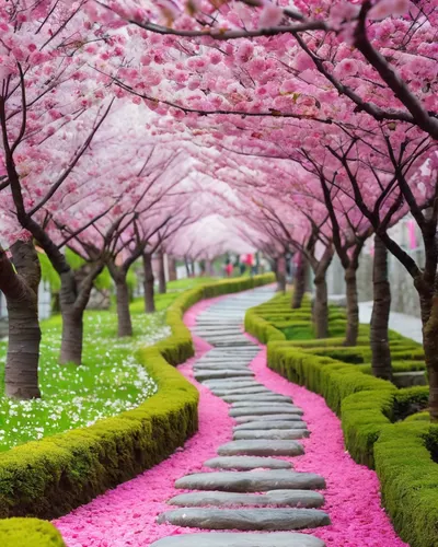 Cherry Blossom Garden phone nature wallpaper