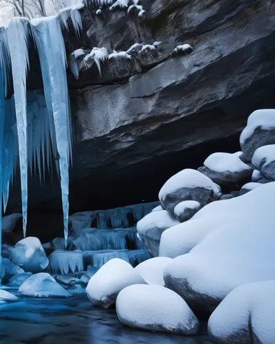 Frozen Waterfall in Winter hd nature wallpaper