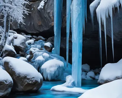 Frozen Waterfall in Winter phone nature wallpaper
