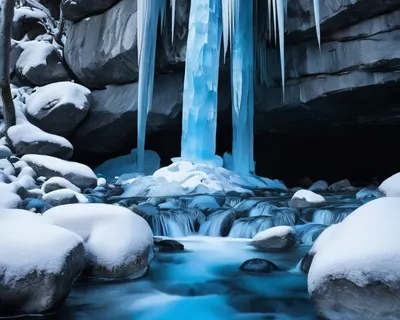 Frozen Waterfall in Winter phone nature wallpaper