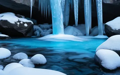 Frozen Waterfall in Winter tablet nature wallpaper