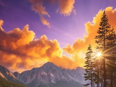 Golden Sunset Over Mountain Lake phone nature wallpaper